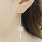 Flower Threader Earring With Earring Back - 1 Pair - Silver - One Size