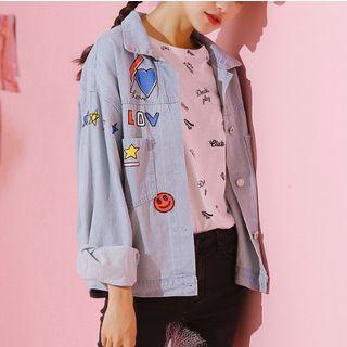 Cartoon Print Denim Jacket