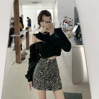 Zipped Sweatshirt / Zebra Print Mini Skirt