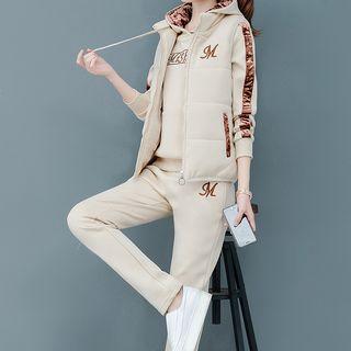 Set: Lettering Hoodie + Zip Vest + Sweatpants