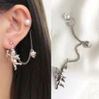Faux Pearl Cupid & Heart Chained Earring