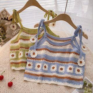 Color-block Embroidered Knit Camisole Top
