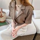 Single-breasted Linen Blend Jacket Brown - One Size