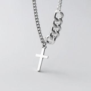 Chain Cross Necklace Silver - One Size