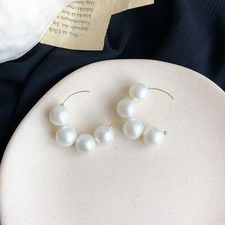 Faux Pearl Open Hoop Earring 01 - 1 Pair - Earring - One Size
