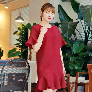 Frilled-detail A-line Dress With Sash