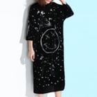 Print 3/4-sleeve Velvet Dress