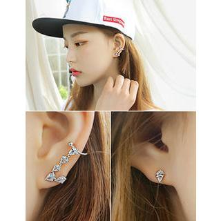 Set: Waterdrop Earring + Rhinestone Earcuff