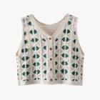 Two-tone Single-breasted Crochet Vest