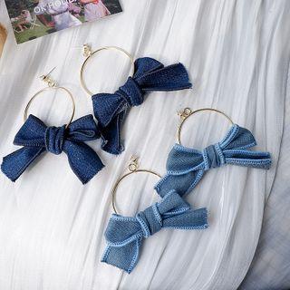 Denim Bow Dangle Earring