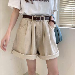 High-waist Roll Up Denim Skirt