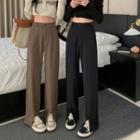 High-waist Front-slit Wide-leg Dress Pants