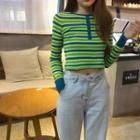 Striped Knit Top Green - One Size