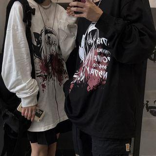 Cartoon Print Cotton Long-sleeve T-shirt