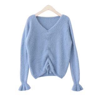 Cropped Furry Drawstring Sweater