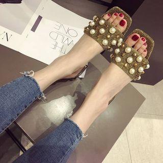 Faux Pearl Heel Mules