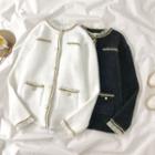 Embroidered Trim Button-up Jacket