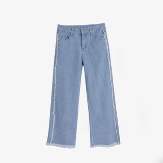 Straight-leg Fringed Jeans