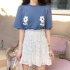 Fringed A-line Skirt White - One Size