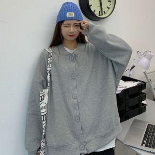 Long-sleeve Plain Button-up Jacket