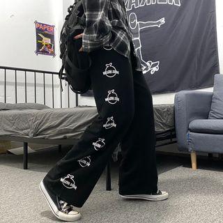 Side Print Wide-leg Pants