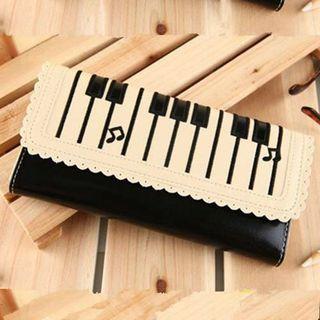 Piano Faux Leather Long Wallet