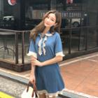 Half-placket Ruffle-trim Dress