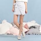 Tie-front Striped A-line Skirt