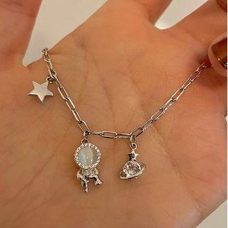 Astronaut Planet & Star Rhinestone Alloy Bracelet Bracelet - Astronaut - Silver - One Size