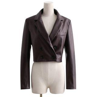 Double-breasted Faux Leather Blazer