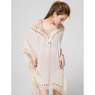 Crochet-trim Poncho Top