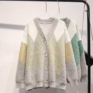 Argyle V-neck Knit Cardigan