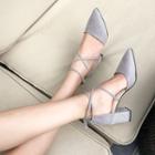 Strappy Faux Suede Block Heel Sandasl