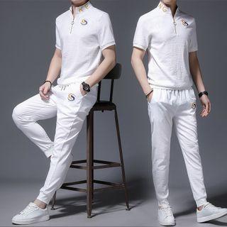 Set: Stand Collar T-shirt + Sweatpants