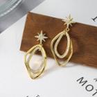 Rhinestone Star Irregular Alloy Hoop Dangle Earring 1 Pair - Silver Stud - As Shown In Figure - One Size