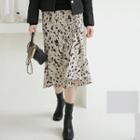 Ruched Leopard Midi Skirt