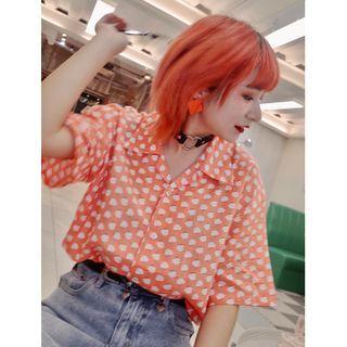 Chicken Print Short-sleeve Blouse