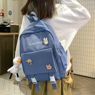 Buckled Lettering Nylon Backpack