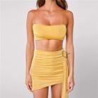Set: Crop Camisole Top + Asymmetrical Pencil Skirt