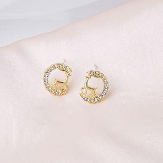Rhinestone Alloy Deer Earring 1 Pair - E3272 - As Shown In Figure - One Size