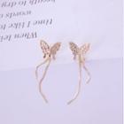 Rhinestone & Faux Pearl Butterfly Dangle Earring E2603-1 - 1 Pair - As Shown In Figure - One Size