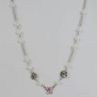 Faux Pearl Butterfly Chain Necklace Silver - One Size