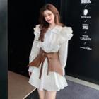 Long-sleeve Shirt Dress / Waist Belt