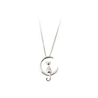 Sweet Moon Cat Pendant With Necklace