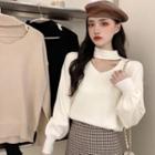 Cut-out Lantern-sleeve Sweater