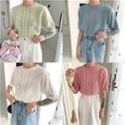 Cable Knit Short-sleeve Knit Top