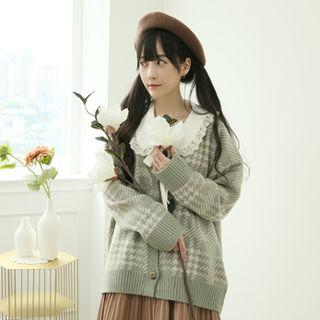 Pastel Color Plaid Knit Cardigan