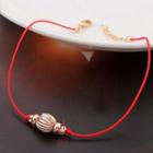 Alloy Swarovski Elements Crystal Red String Bracelet 3-405 - Rose Gold - One Size