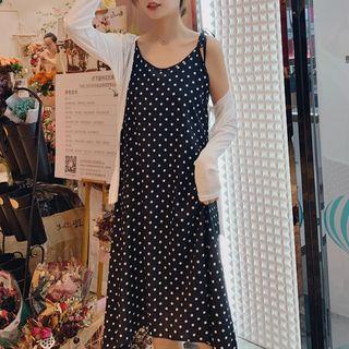 Plain Spaghetti Strap Dress / Open Front Jacket / Set