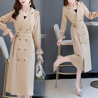 Double-breasted Long-sleeve Midi Dress